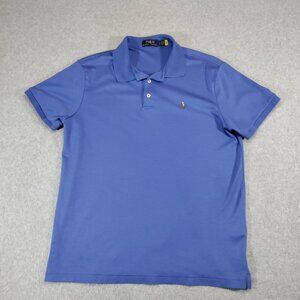 Polo Ralph Lauren Polo Shirt Mens Large Blue Cotton Short Sleeve Flesh Pony